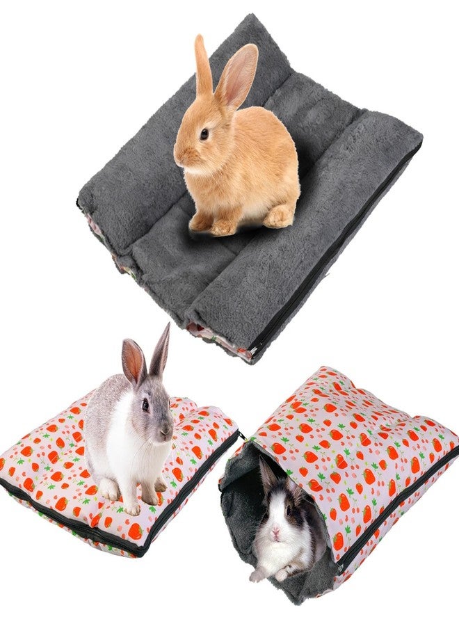 Hollima Bunny Bed for Rabbit Cage, Reversible Dual Sided Bunny Bed Mat for Winter & Summer, 13.8x15.8 inch (27.5x15.8inch Unfolded) Washable Fleece Guinea Pig Hideaway Hut Rabbit Bed - Image 1
